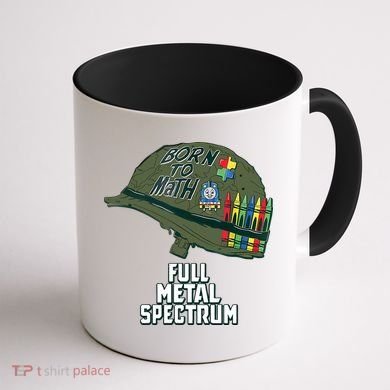 Born To Math Full Metal Spectrum Autism Awareness Coffee Mug back