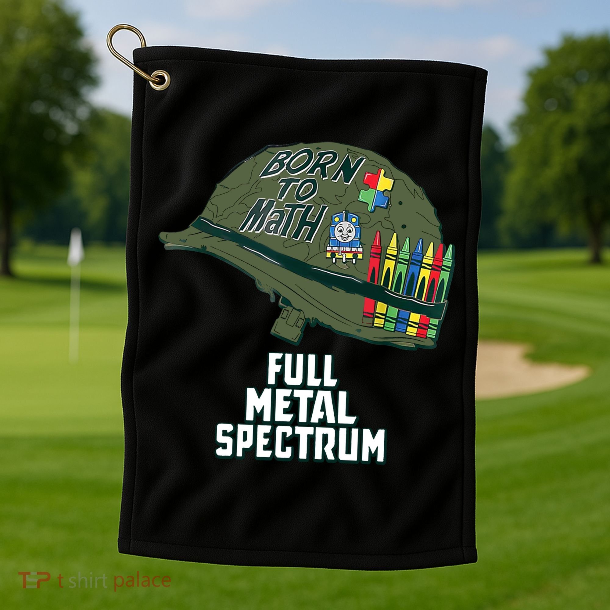 Born To Math Full Metal Spectrum Autism Awareness Golf Towel