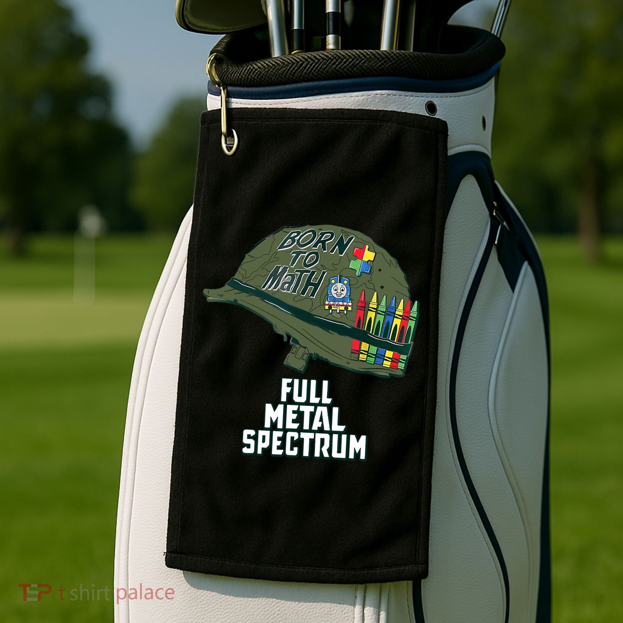 Born To Math Full Metal Spectrum Autism Awareness Golf Towel