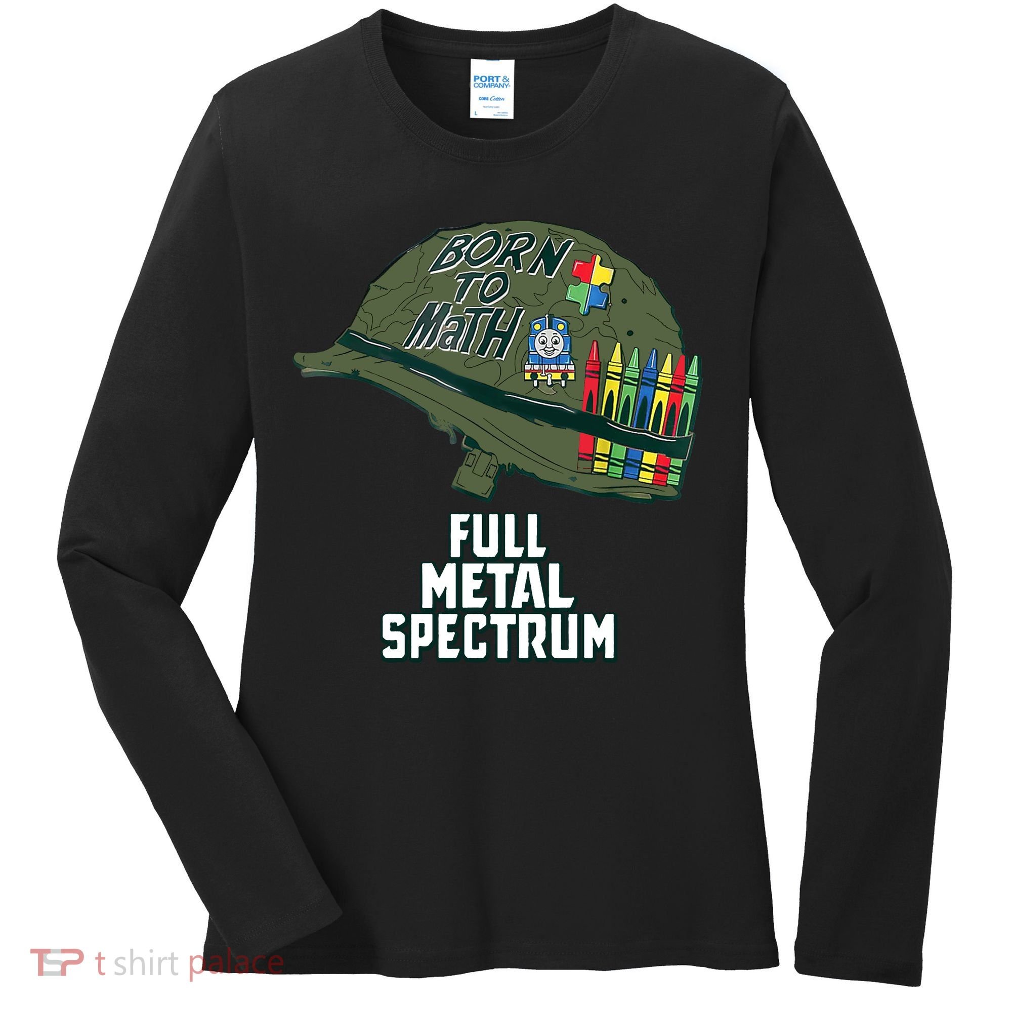 Born To Math Full Metal Spectrum Autism Awareness Women's Long Sleeve Shirt
