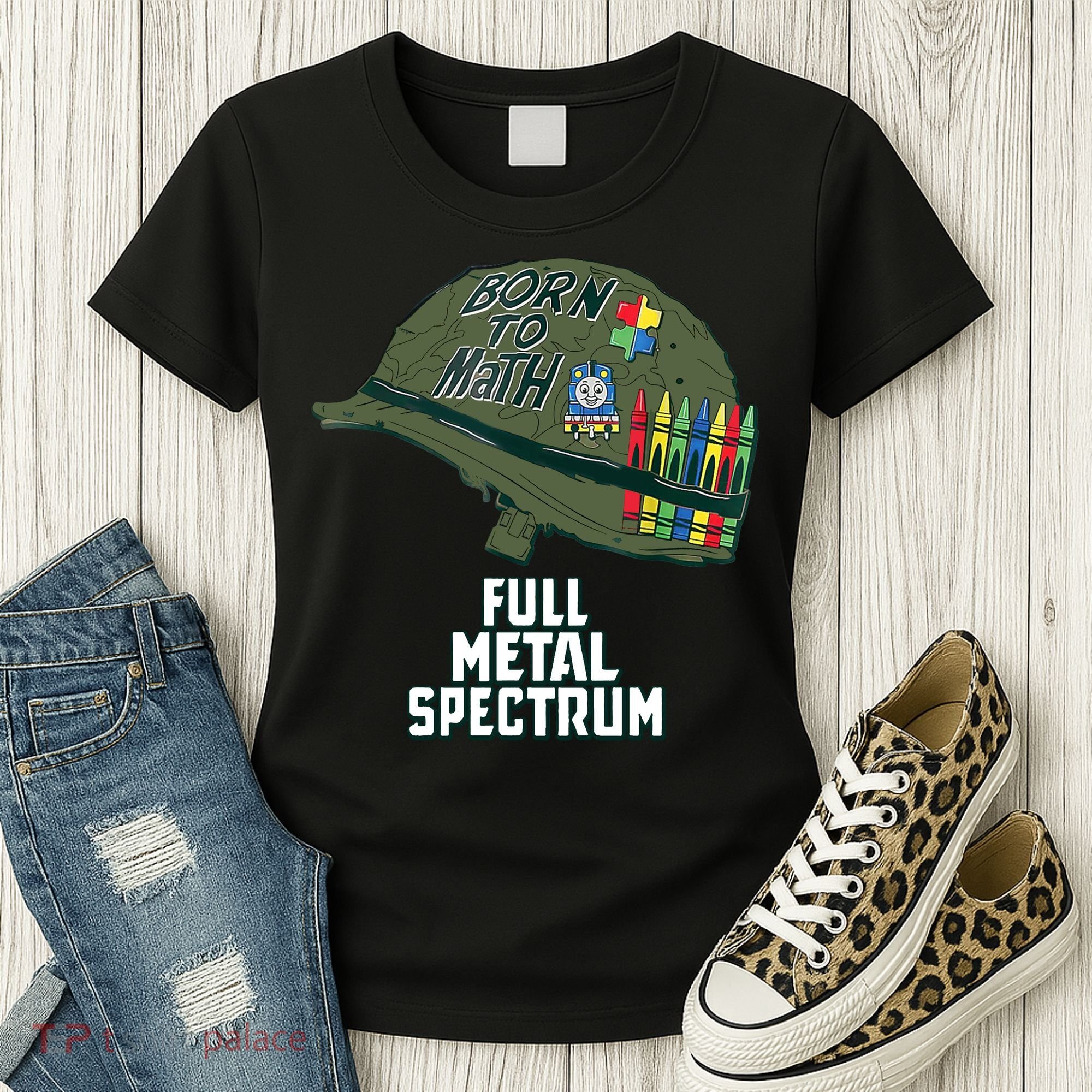 Born To Math Full Metal Spectrum Autism Awareness Women's T-Shirt