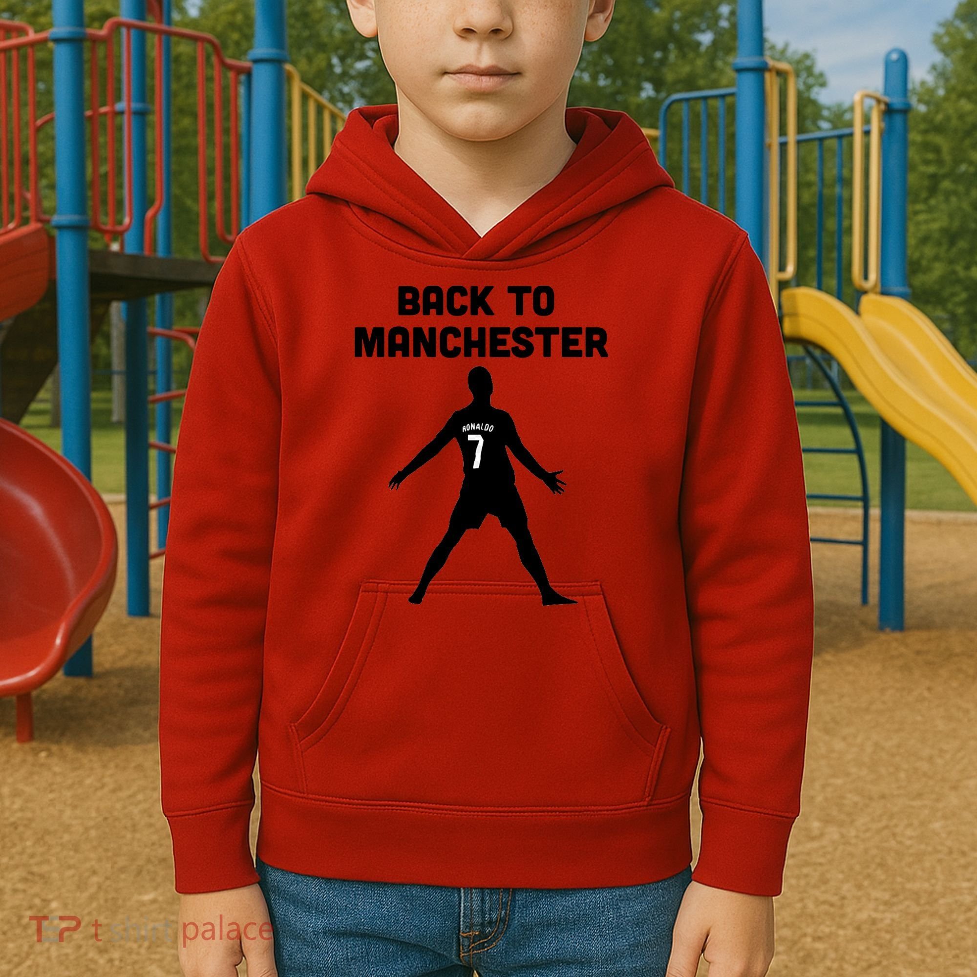 Back To Manchester Ronaldo 7 Kids Hoodie