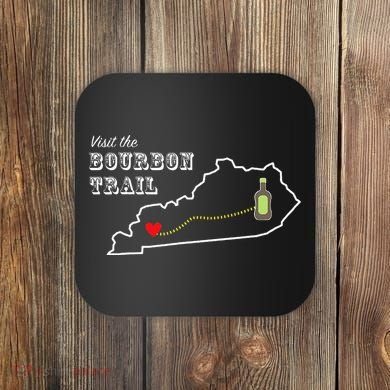 Bourbon Trail Map Kentucky Whiskey Drinking Coaster