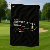 Bourbon Trail Map Kentucky Whiskey Drinking Golf Towel thumb 1