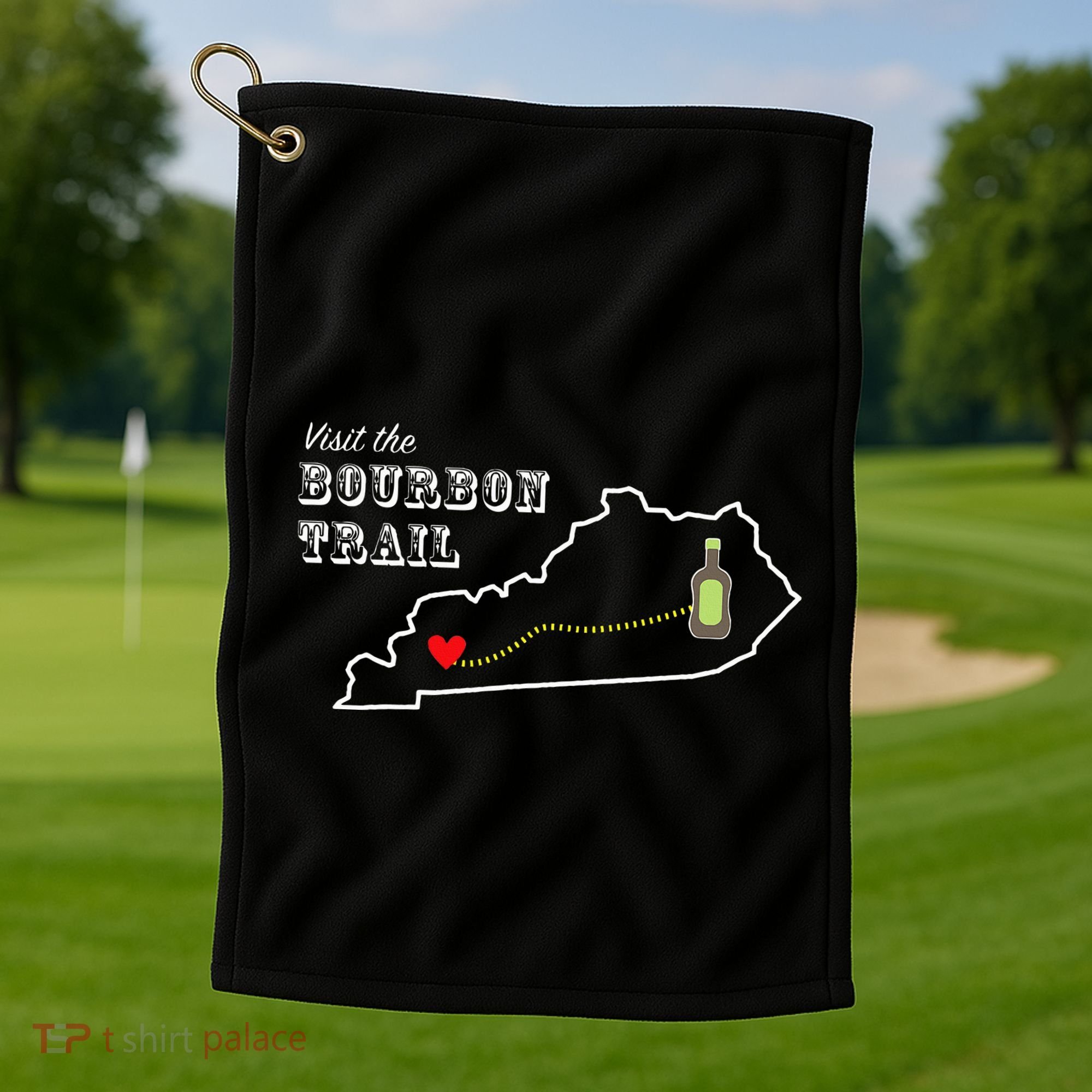 Bourbon Trail Map Kentucky Whiskey Drinking Golf Towel