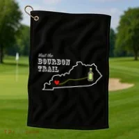 Bourbon Trail Map Kentucky Whiskey Drinking Golf Towel thumb 1