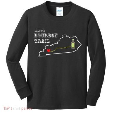 Bourbon Trail Map Kentucky Whiskey Drinking Kids Long Sleeve Shirt
