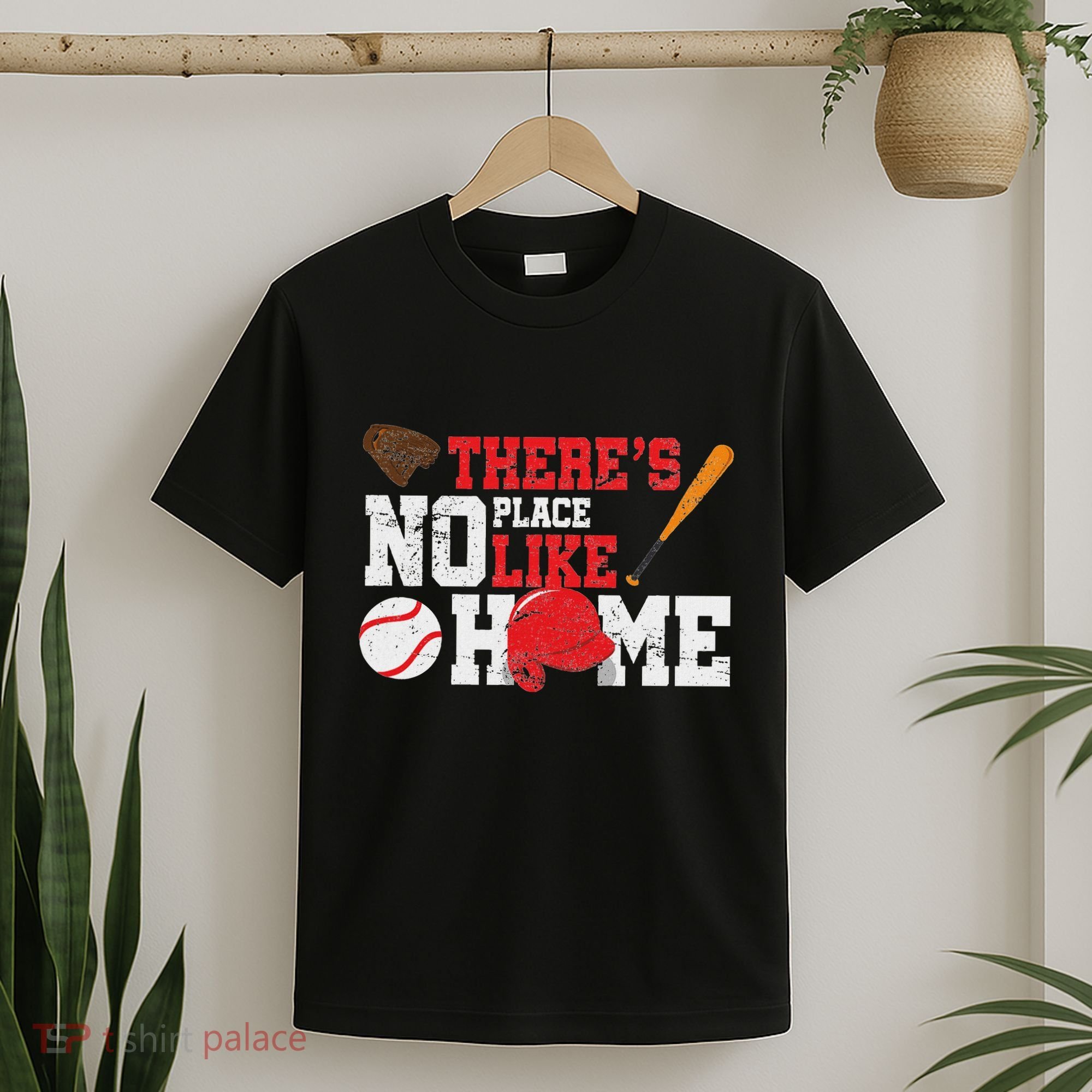 Baseball ThereS No Place Like Home Ball Bat Glove T-Shirt
