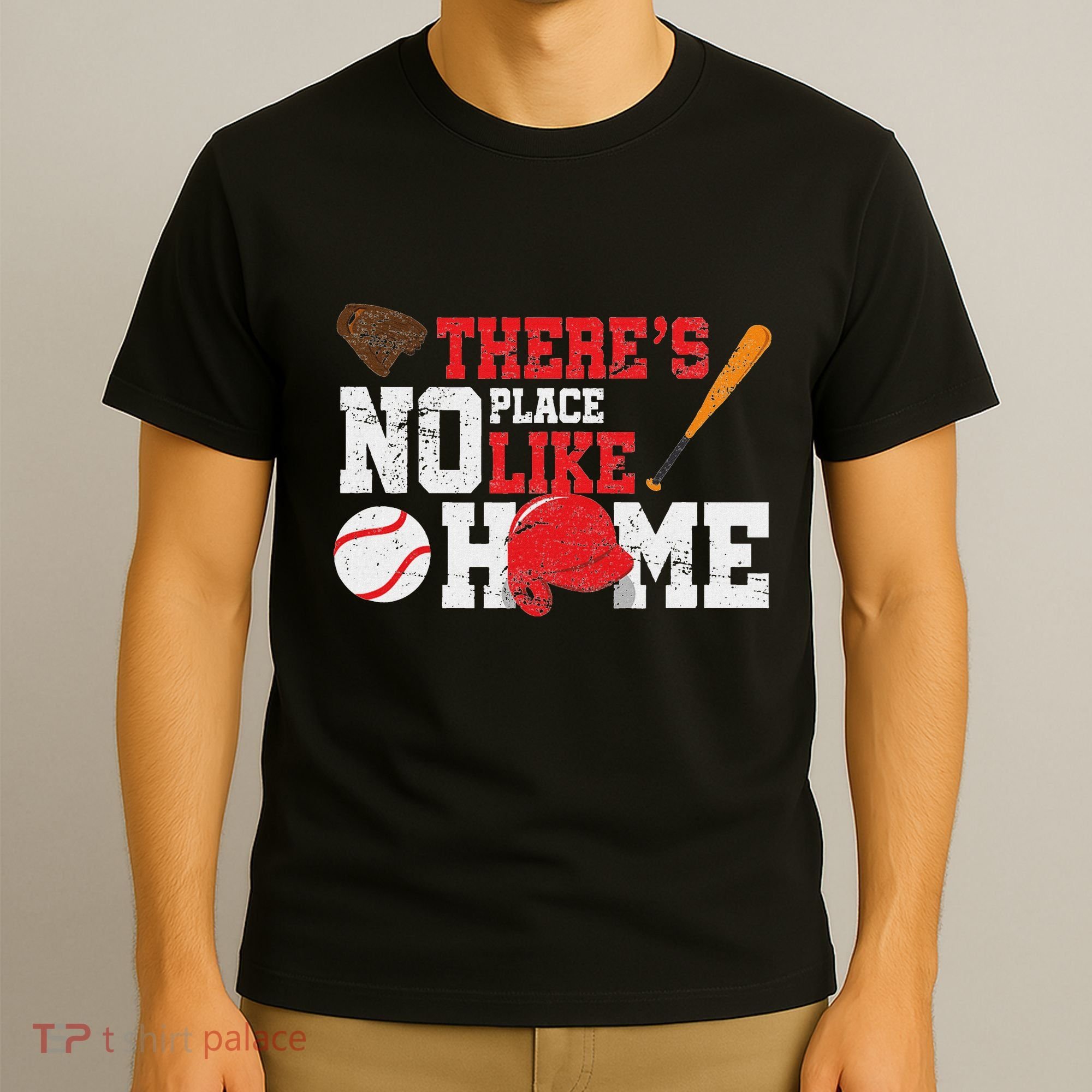 Baseball ThereS No Place Like Home Ball Bat Glove T-Shirt