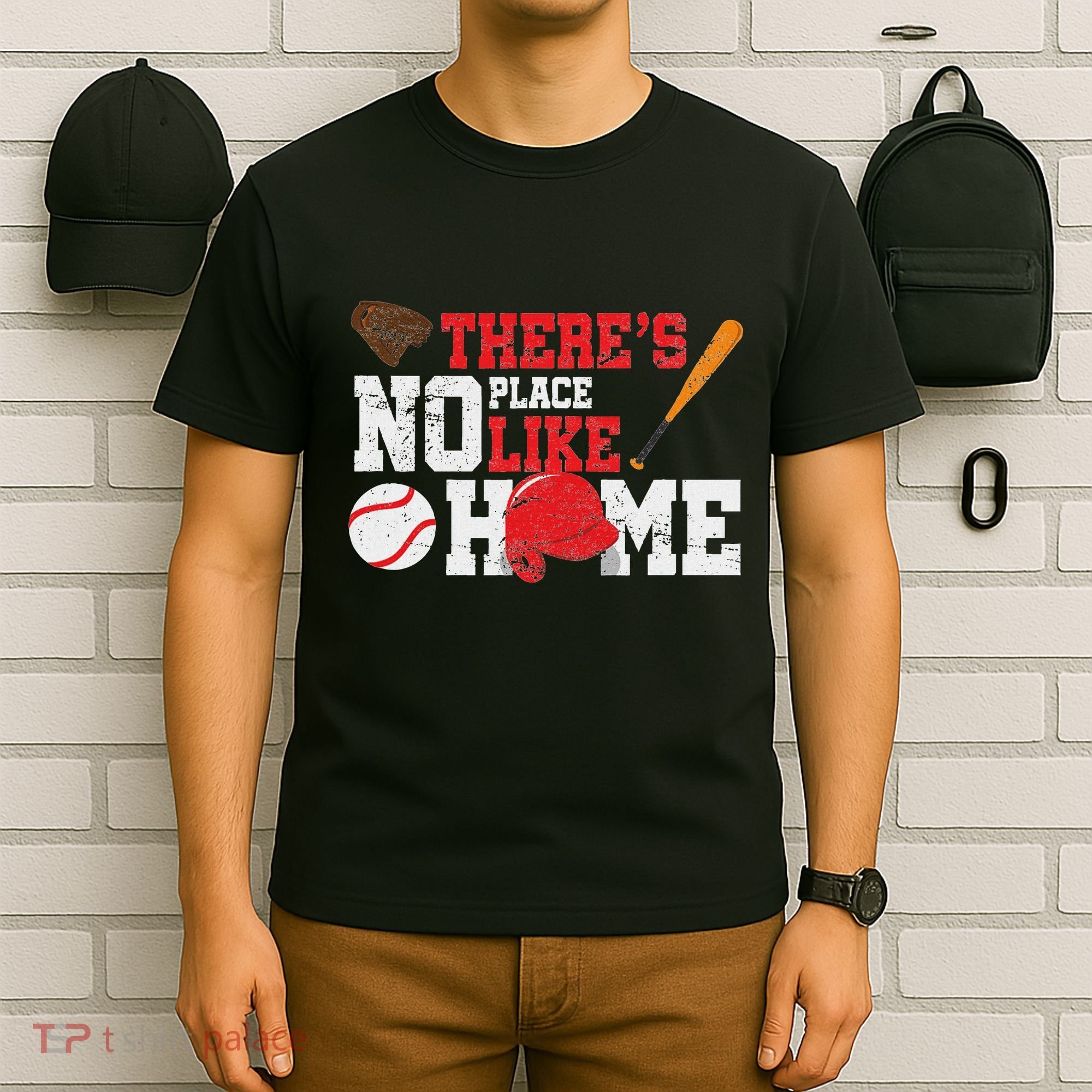 Baseball ThereS No Place Like Home Ball Bat Glove T-Shirt