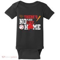 Baseball ThereS No Place Like Home Ball Bat Glove Baby Bodysuit thumb 0