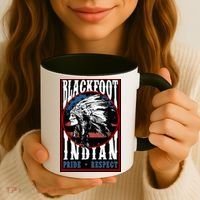 Blackfoot Tribe Native Pride Respect American Indian Us Flag Meaningful Gift Coffee Mug thumb 3