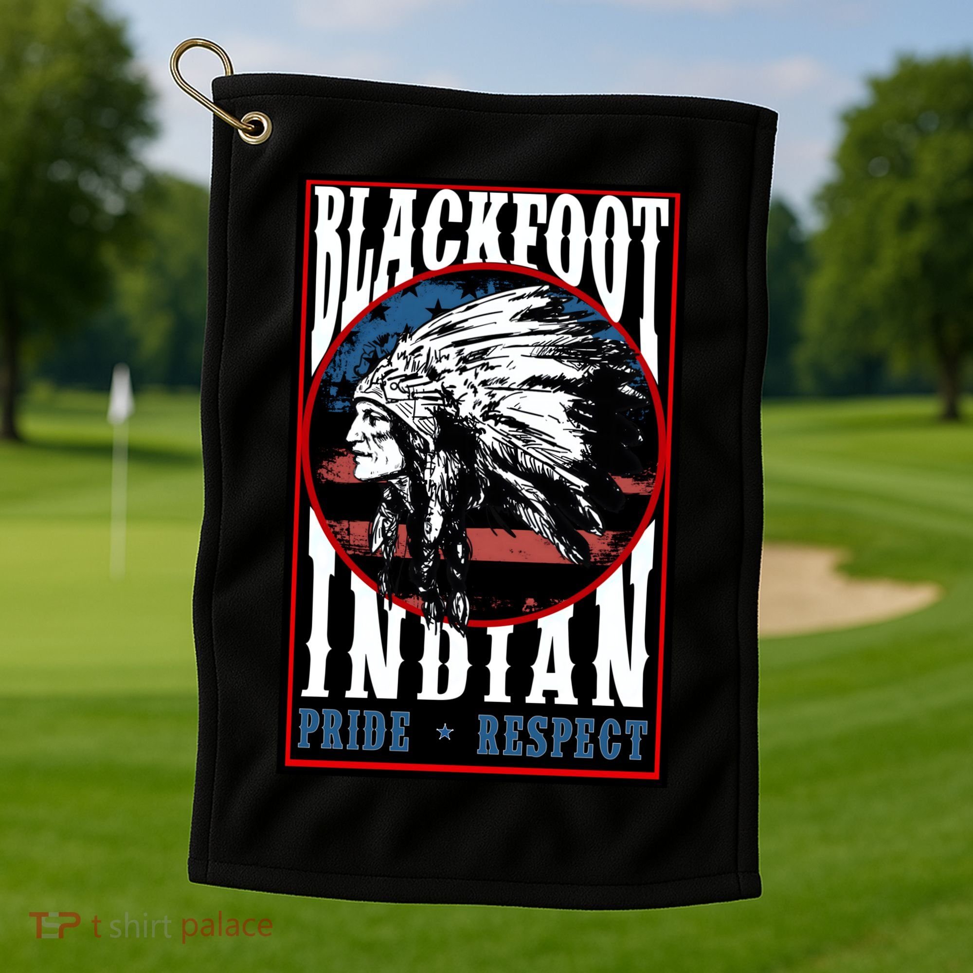 Blackfoot Tribe Native Pride Respect American Indian Us Flag Meaningful Gift Golf Towel