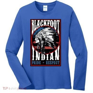 Blackfoot Tribe Native Pride Respect American Indian Us Flag Meaningful Gift Women's Long Sleeve Shirt