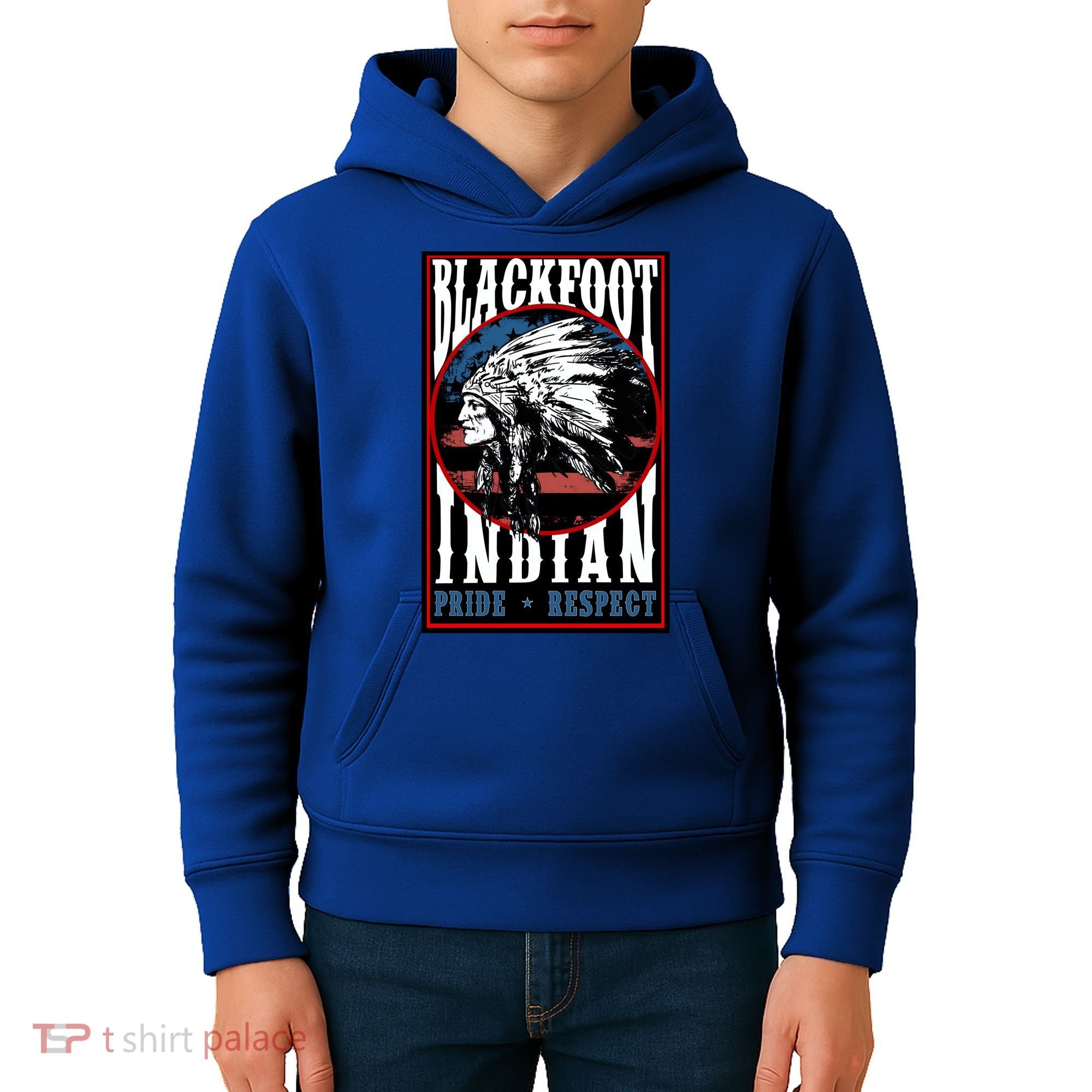 Blackfoot Tribe Native Pride Respect American Indian Us Flag Meaningful Gift Kids Hoodie