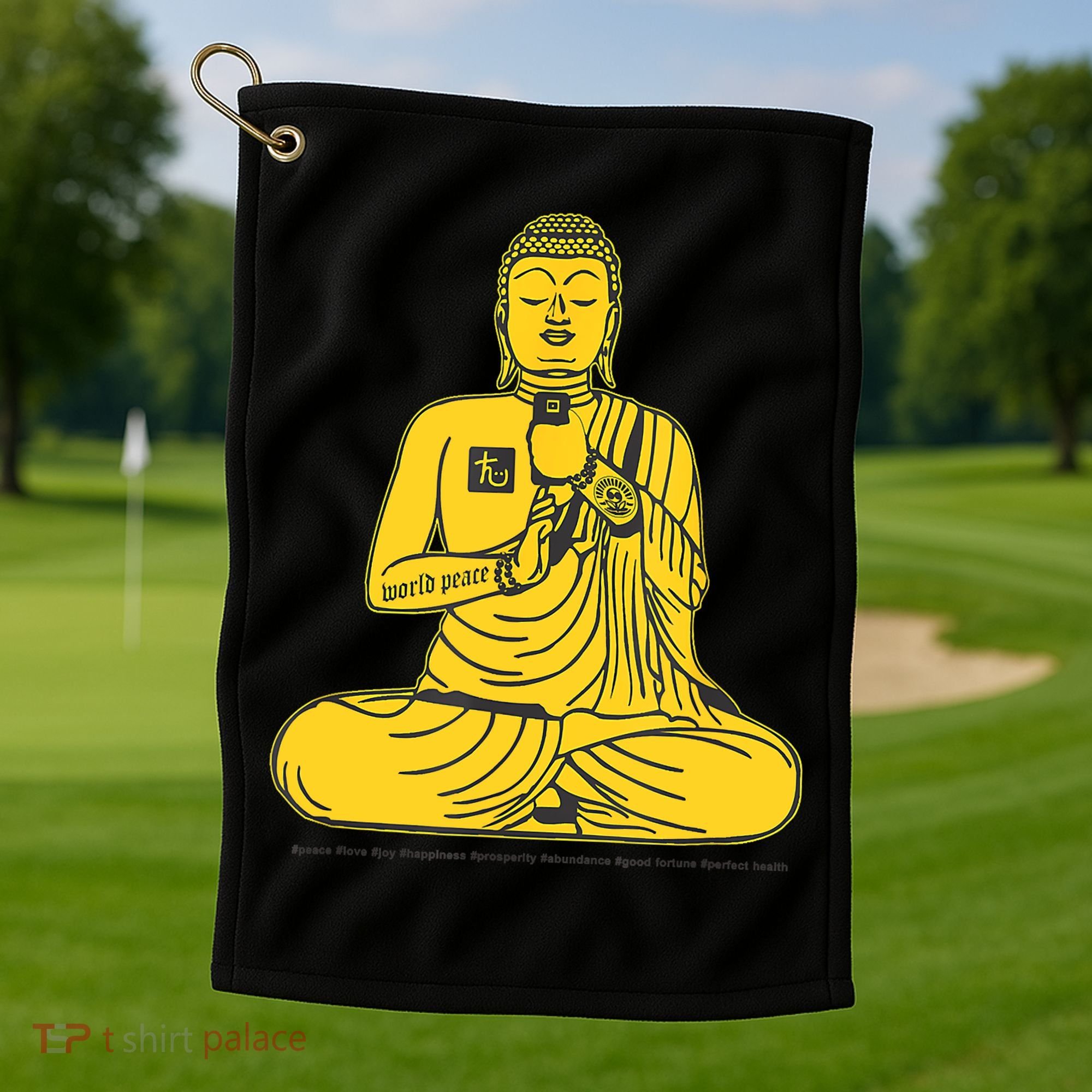 Buddha Texting On Cell Phone Golf Towel
