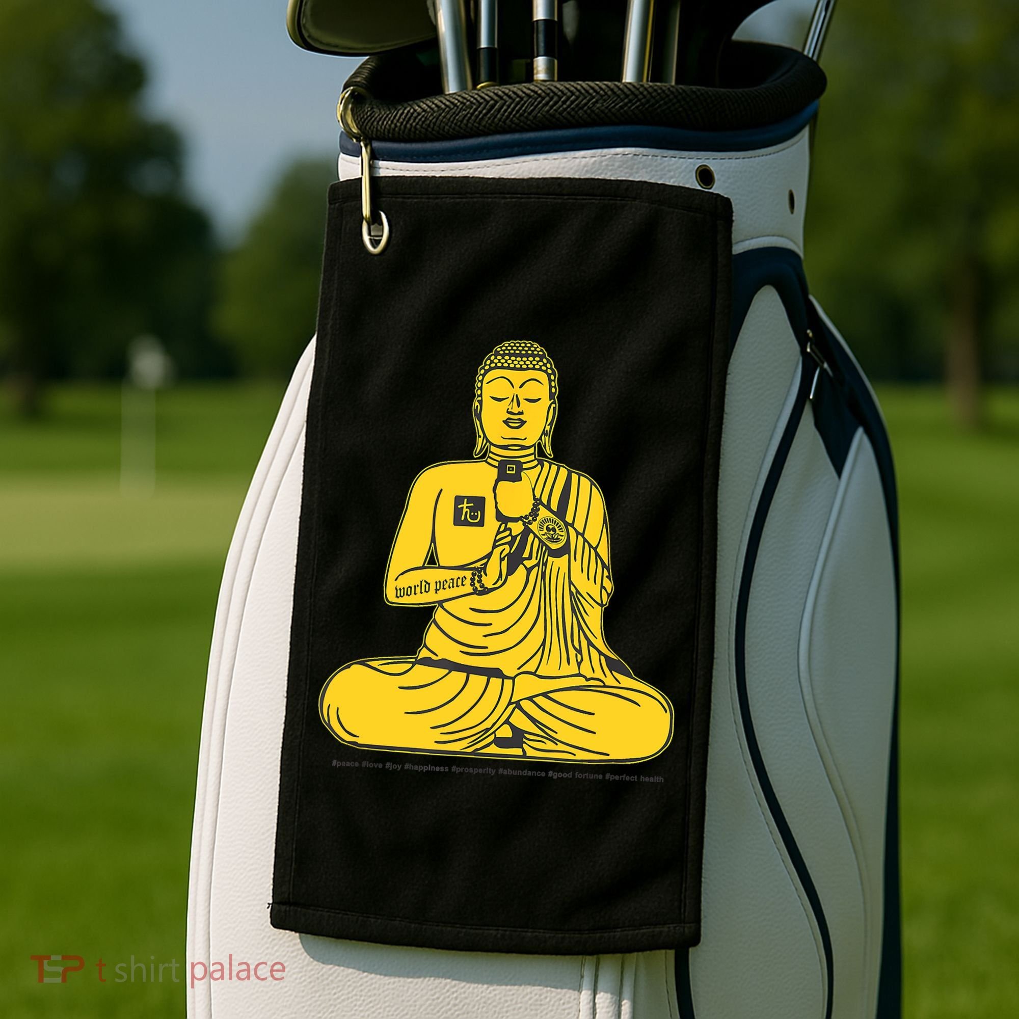 Buddha Texting On Cell Phone Golf Towel