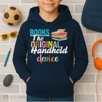 Books The Original Handheld Device Book Librarian Kids Hoodie thumb 2