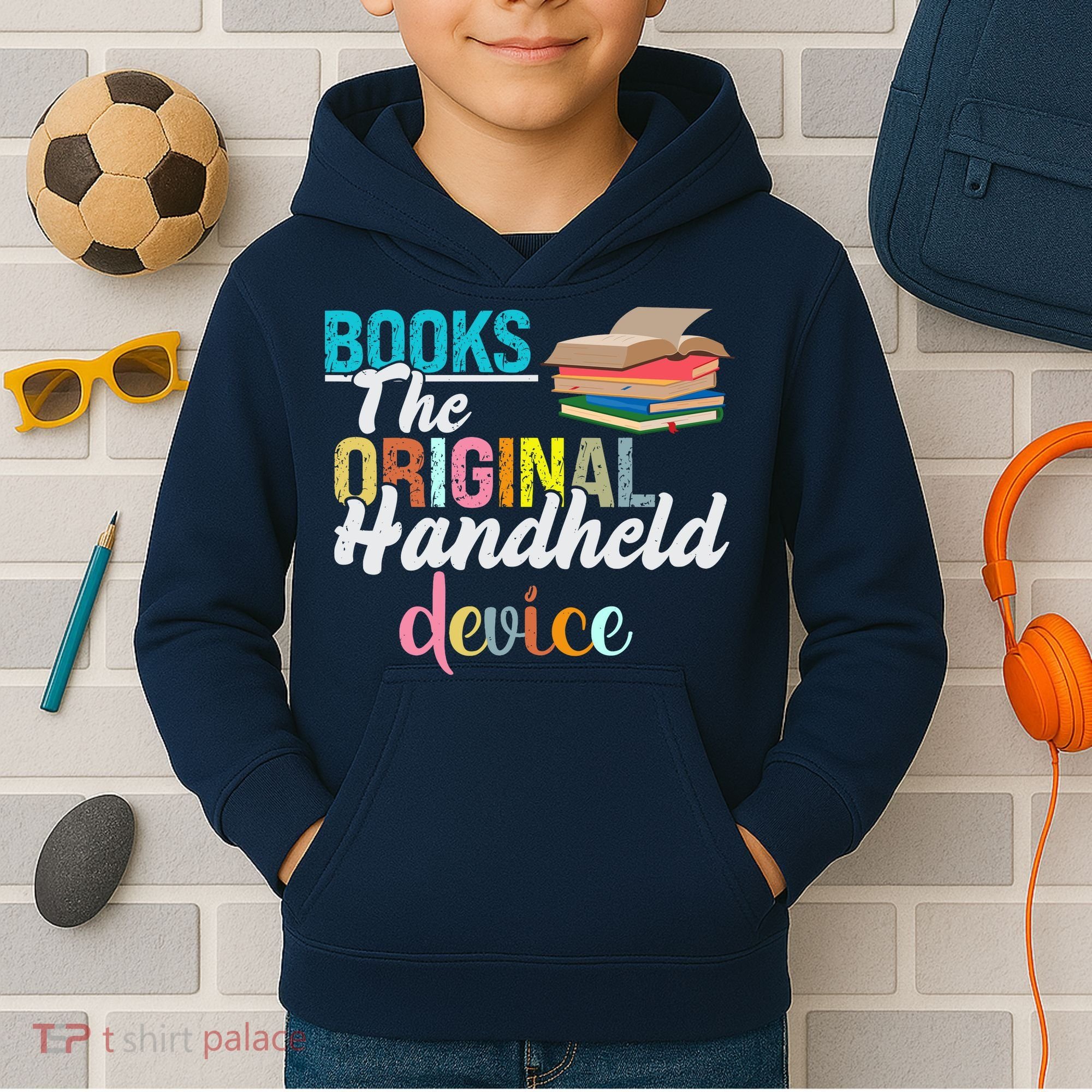 Books The Original Handheld Device Book Librarian Kids Hoodie