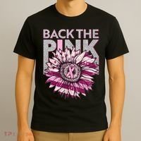 Back The Pink Breast Cancer Awareness Sunflower Ribbon T-Shirt thumb 3