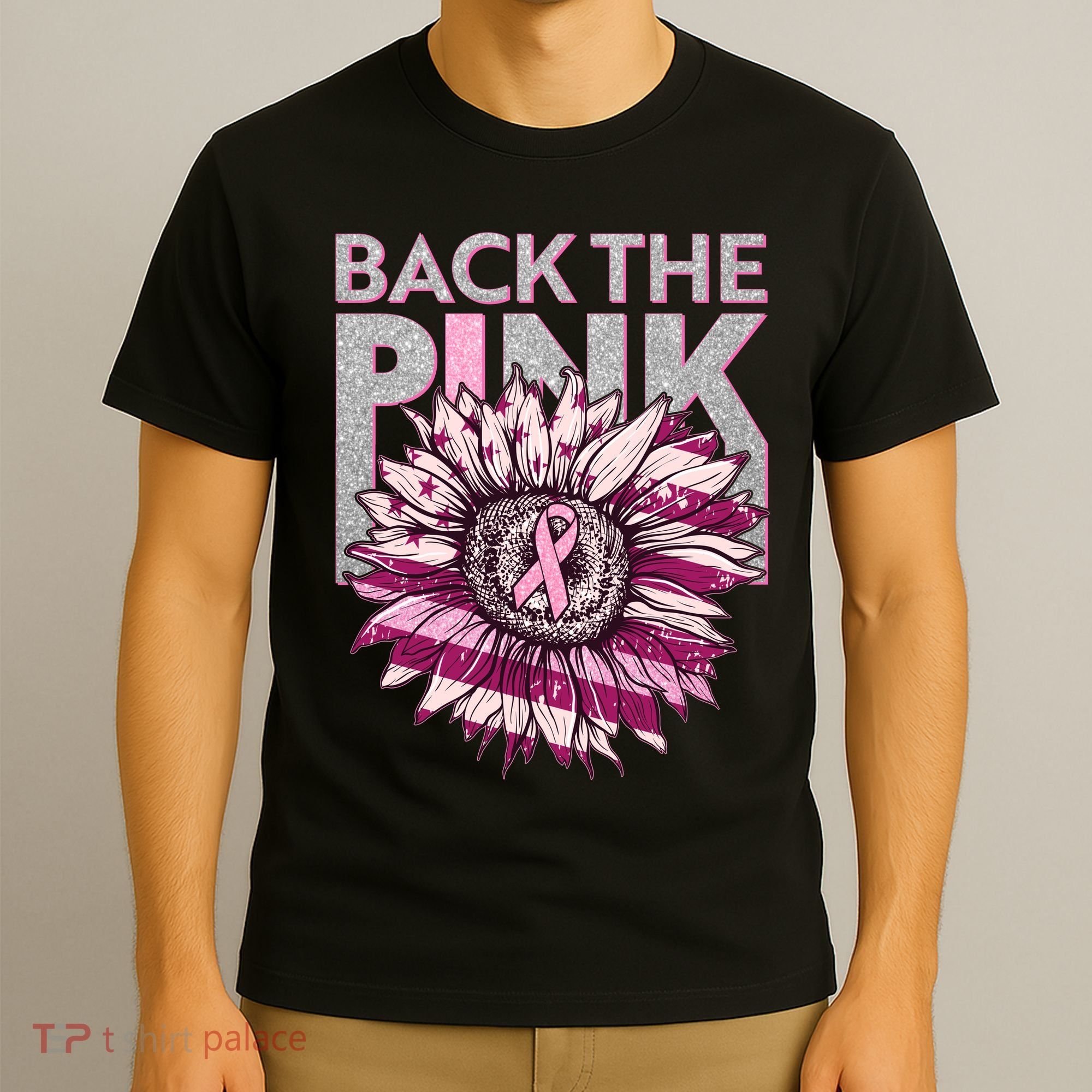 Back The Pink Breast Cancer Awareness Sunflower Ribbon T-Shirt