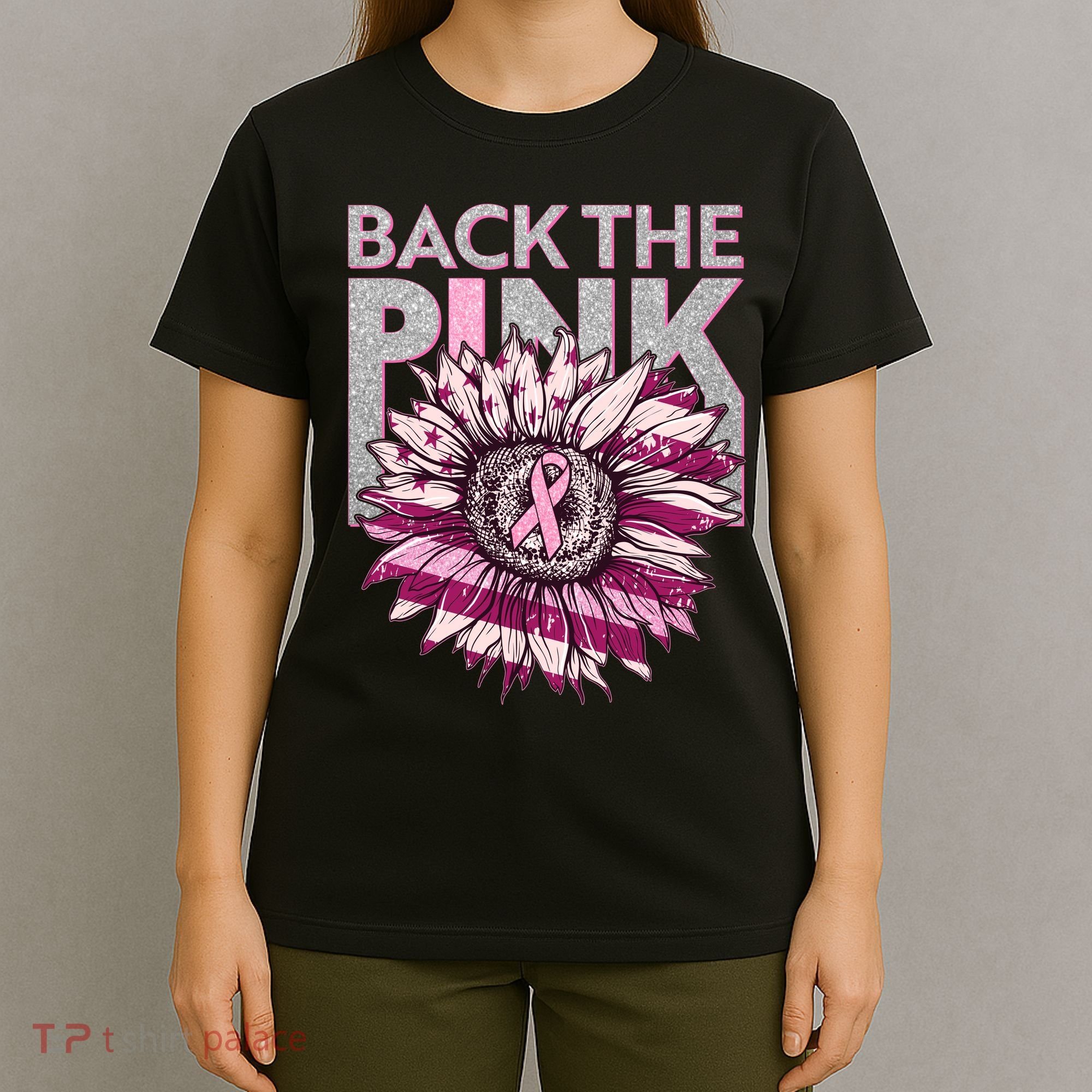 Back The Pink Breast Cancer Awareness Sunflower Ribbon T-Shirt