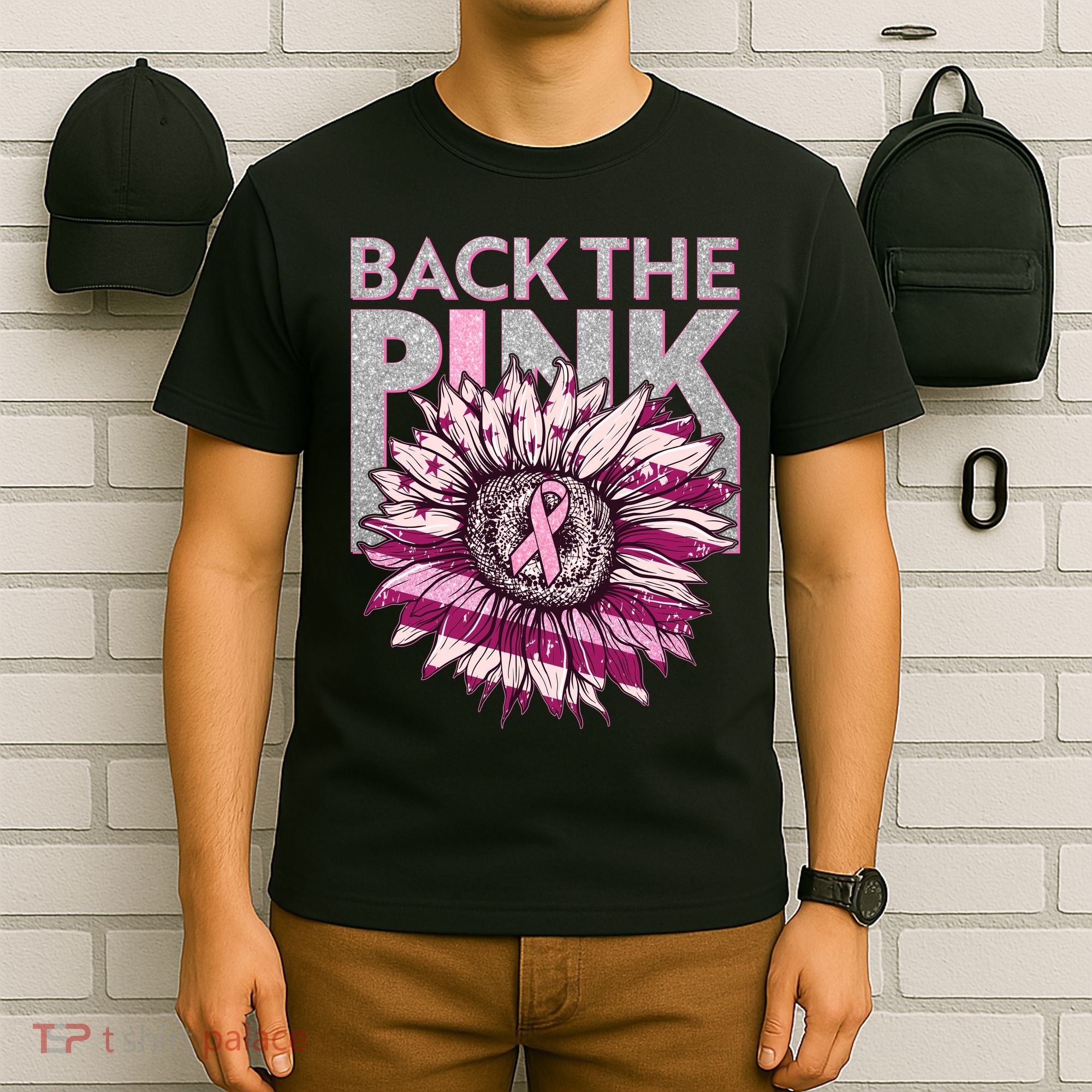 Back The Pink Breast Cancer Awareness Sunflower Ribbon T-Shirt