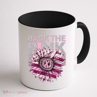 Back The Pink Breast Cancer Awareness Sunflower Ribbon Coffee Mug thumb 1