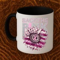 Back The Pink Breast Cancer Awareness Sunflower Ribbon Coffee Mug thumb 2