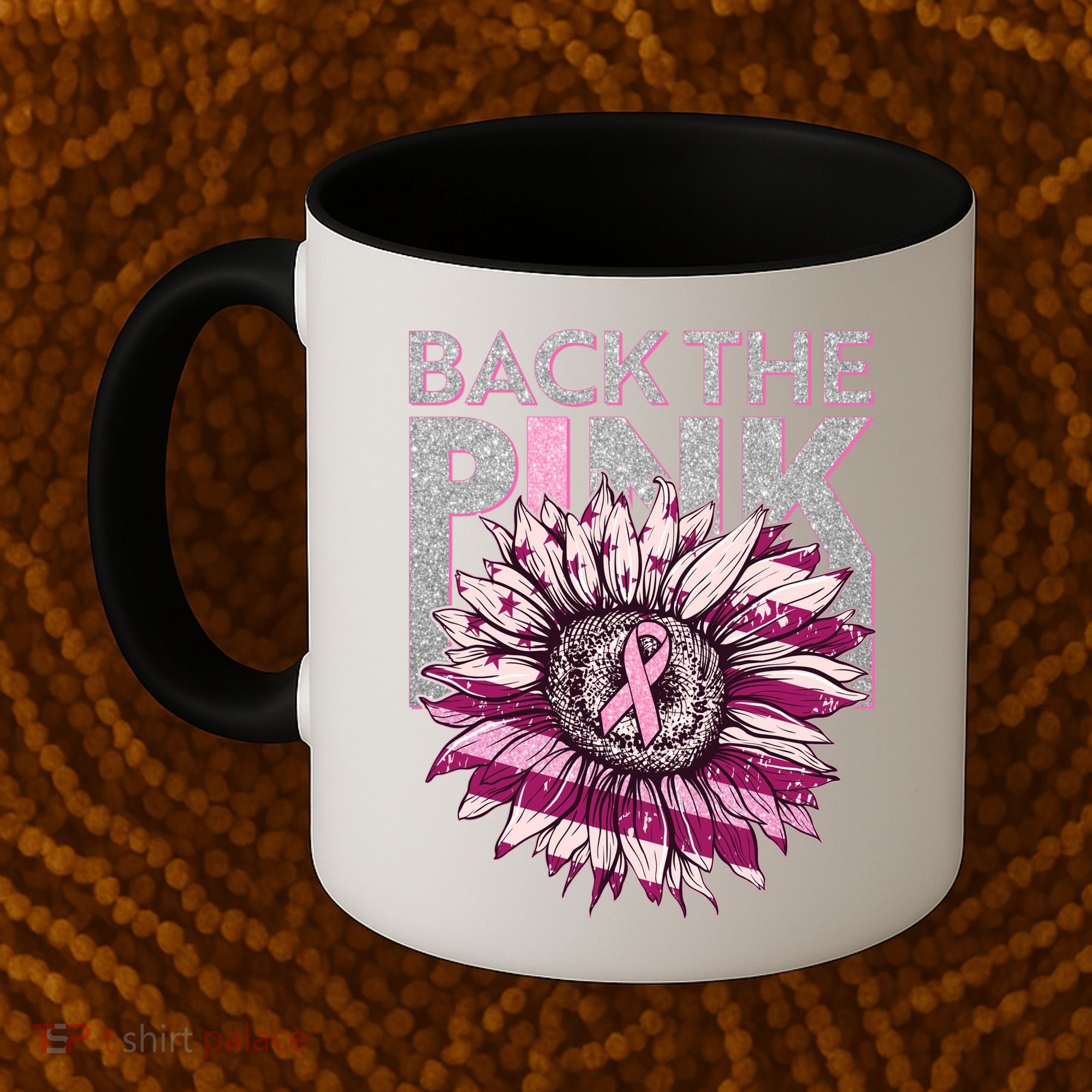 Back The Pink Breast Cancer Awareness Sunflower Ribbon Coffee Mug