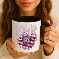 Back The Pink Breast Cancer Awareness Sunflower Ribbon Coffee Mug thumb 3