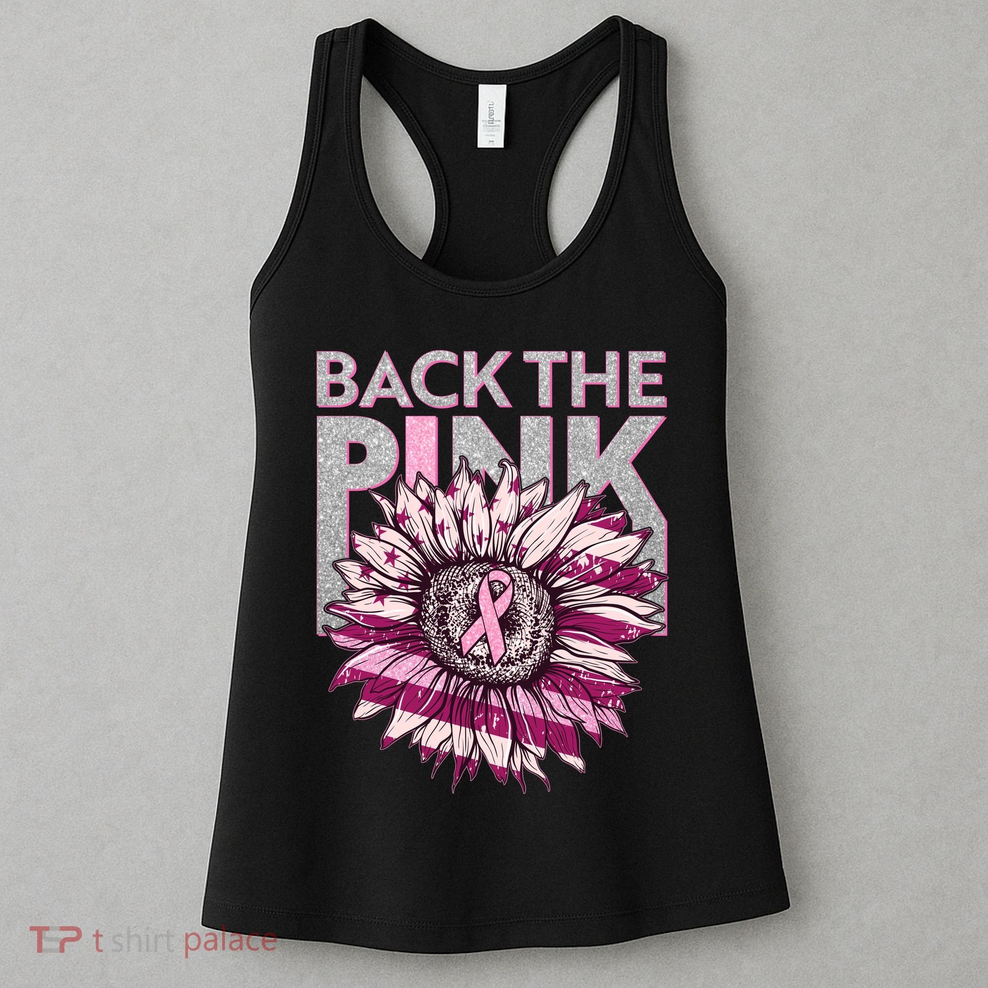 Back The Pink Breast Cancer Awareness Sunflower Ribbon Women's Tank Top
