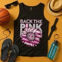 Back The Pink Breast Cancer Awareness Sunflower Ribbon Tank Top thumb 4