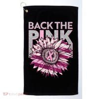 Back The Pink Breast Cancer Awareness Sunflower Ribbon Golf Towel thumb 0