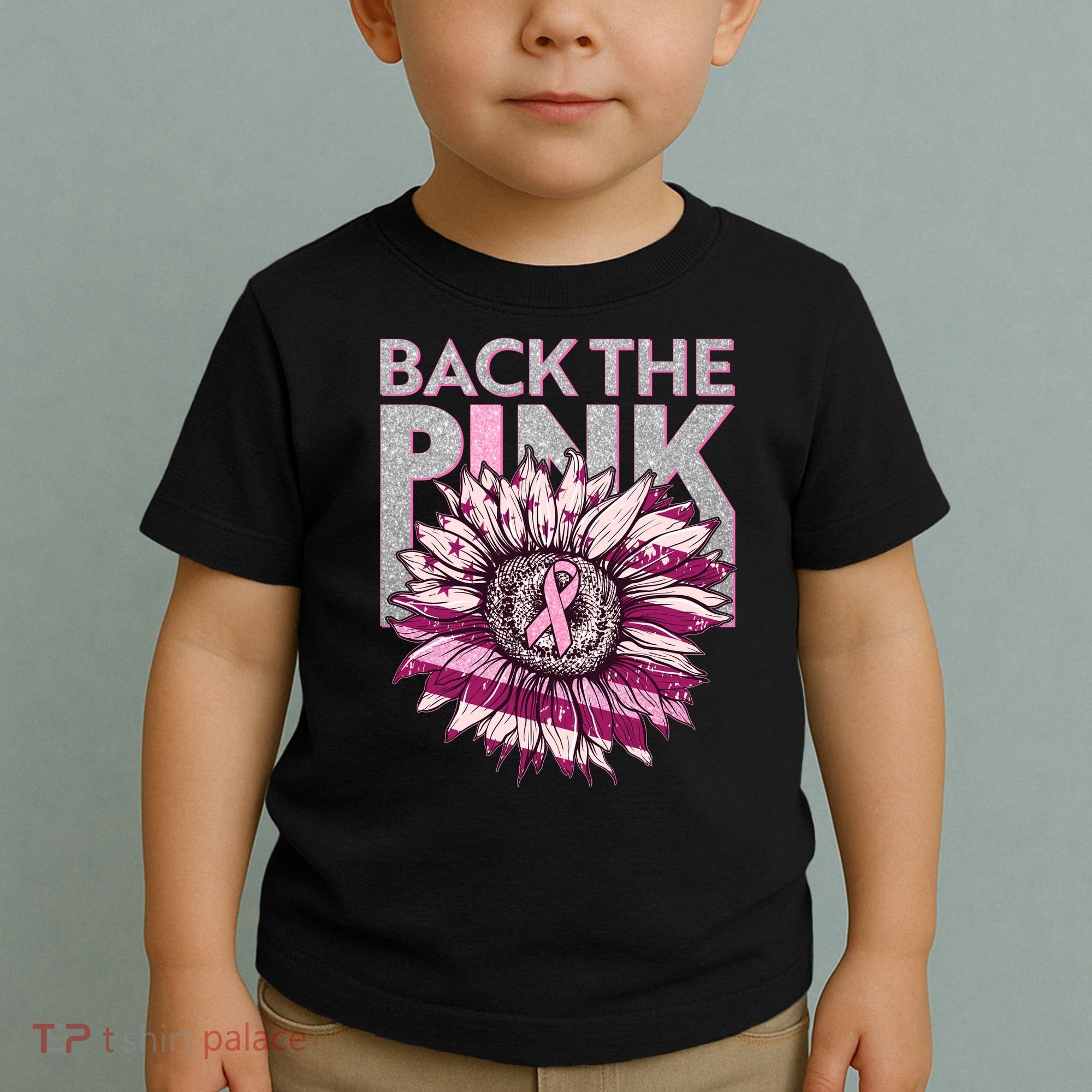 Back The Pink Breast Cancer Awareness Sunflower Ribbon Toddler T-Shirt