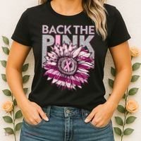 Back The Pink Breast Cancer Awareness Sunflower Ribbon Women's T-Shirt thumb 2