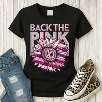 Back The Pink Breast Cancer Awareness Sunflower Ribbon Women's T-Shirt thumb 3