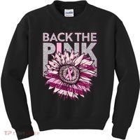Back The Pink Breast Cancer Awareness Sunflower Ribbon Kids Sweatshirt thumb 0