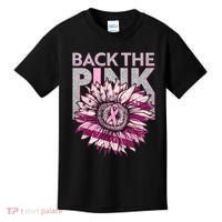 Back The Pink Breast Cancer Awareness Sunflower Ribbon Kids T-Shirt thumb 0