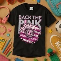 Back The Pink Breast Cancer Awareness Sunflower Ribbon Kids T-Shirt thumb 3