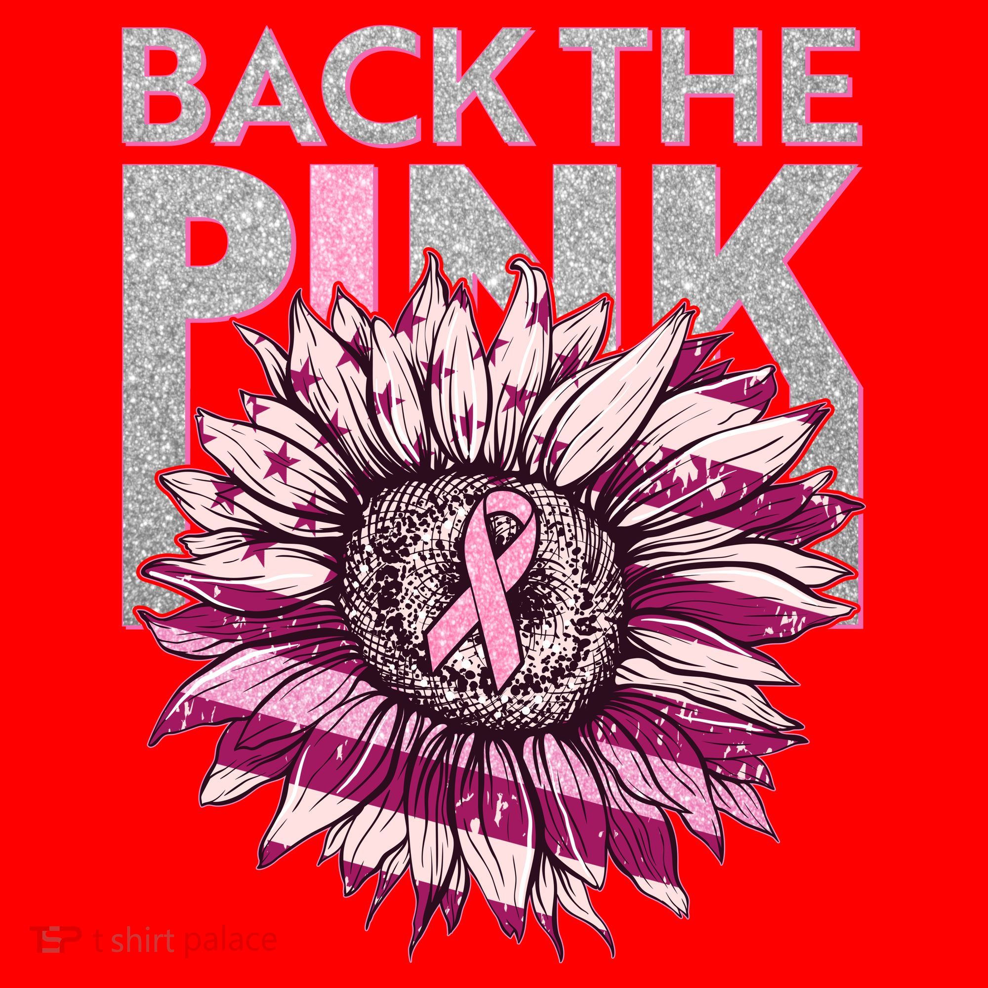 Back The Pink Breast Cancer Awareness Sunflower Ribbon Santa Hat