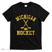 Born To Play Hockey Vintage Michigan Ice Hockey Gift T-Shirt thumb 0