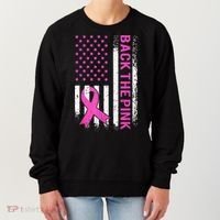 Back The Pink Breast Cancer Awareness American US Flag Women's Sweatshirt thumb 0