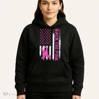 Back The Pink Breast Cancer Awareness American US Flag Hoodie thumb 5
