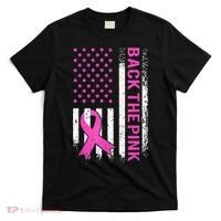 Back The Pink Breast Cancer Awareness American US Flag T-Shirt thumb 0