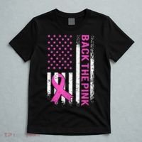 Back The Pink Breast Cancer Awareness American US Flag T-Shirt thumb 5