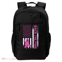 Back The Pink Breast Cancer Awareness American US Flag Backpack thumb 0