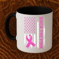 Back The Pink Breast Cancer Awareness American US Flag Coffee Mug thumb 2
