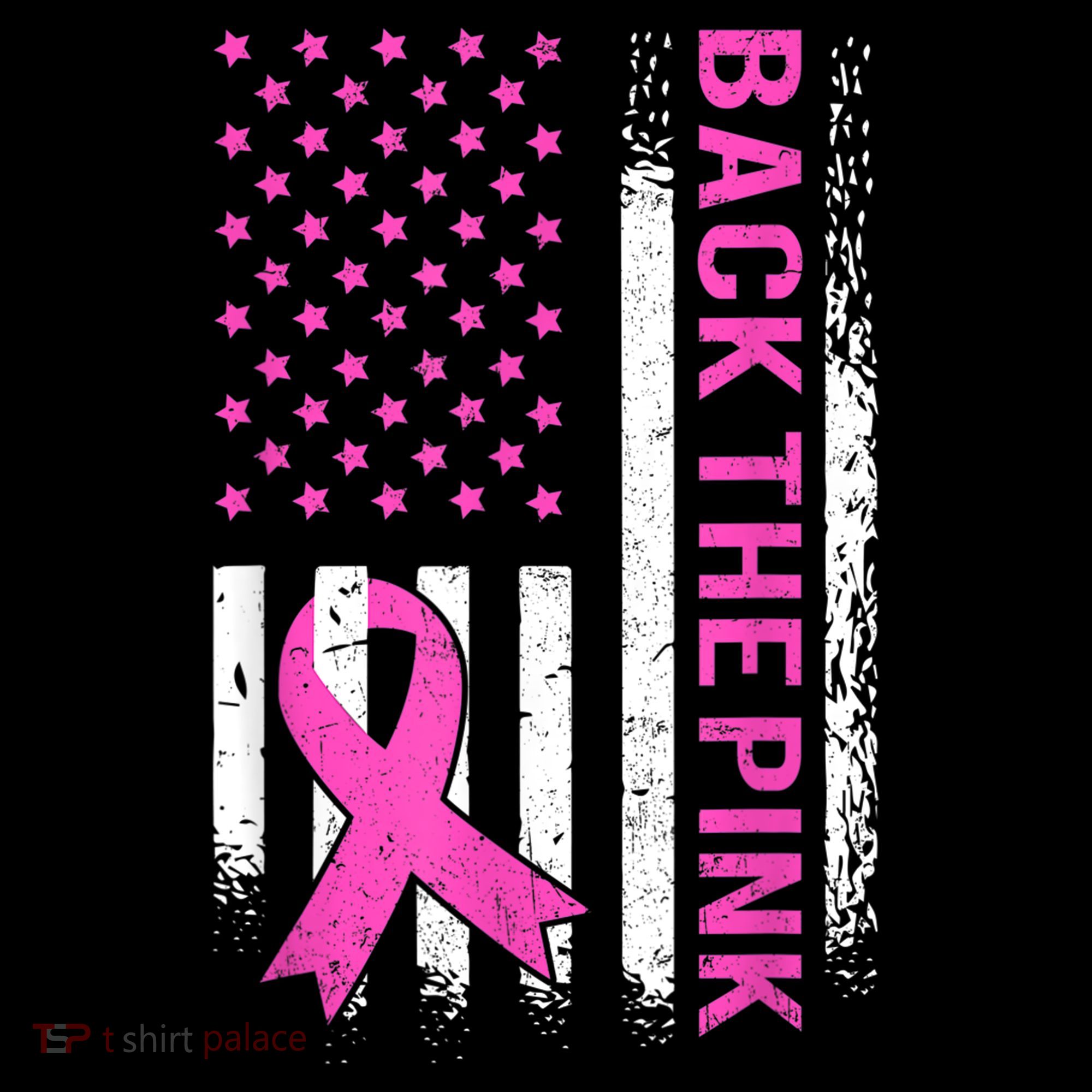 Back The Pink Breast Cancer Awareness American US Flag Coffee Mug