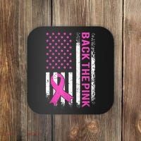 Back The Pink Breast Cancer Awareness American US Flag Coaster thumb 0